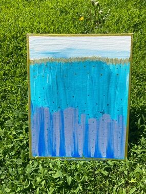 Abstract Ocean Blue and Teal Canvas Art